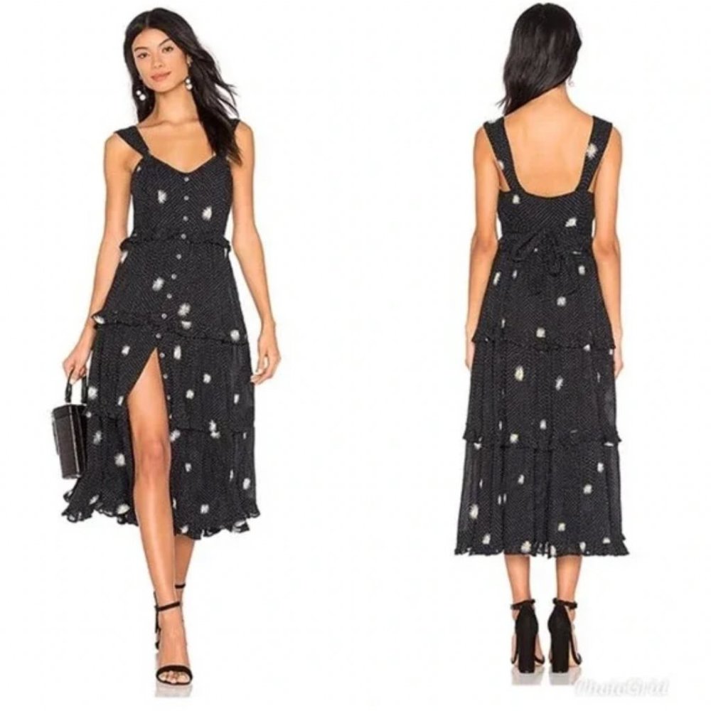 Free People Black Daisy Chain Midi Dress
